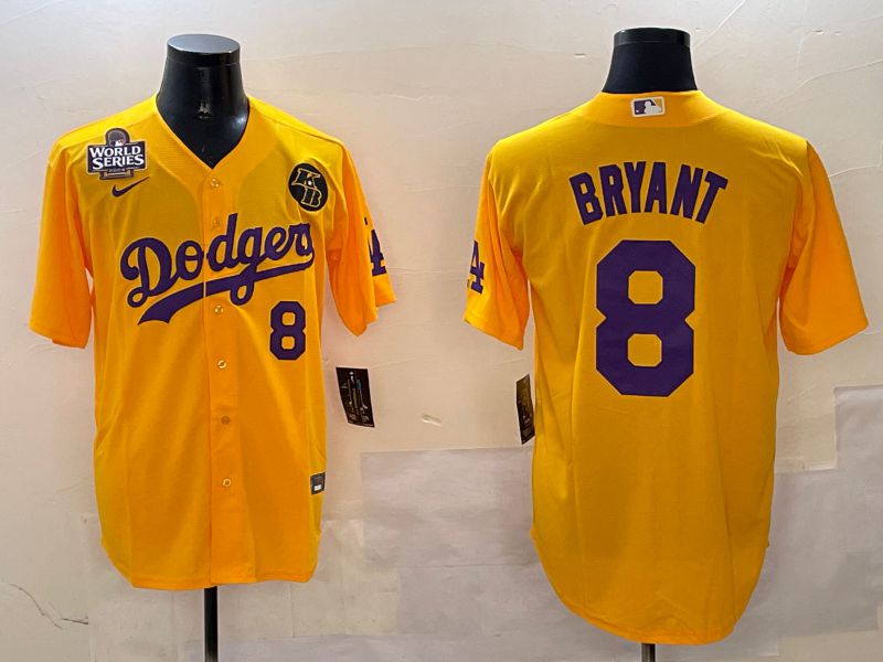 Men Los Angeles Dodgers 8 Bryant Yellow Game 2025 Nike MLB Jersey style 5